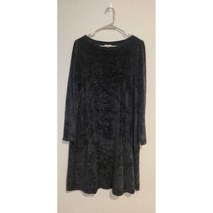 Pure Jill Dress Womens Medium Black Velour Long Sleeve Swing Knee Length